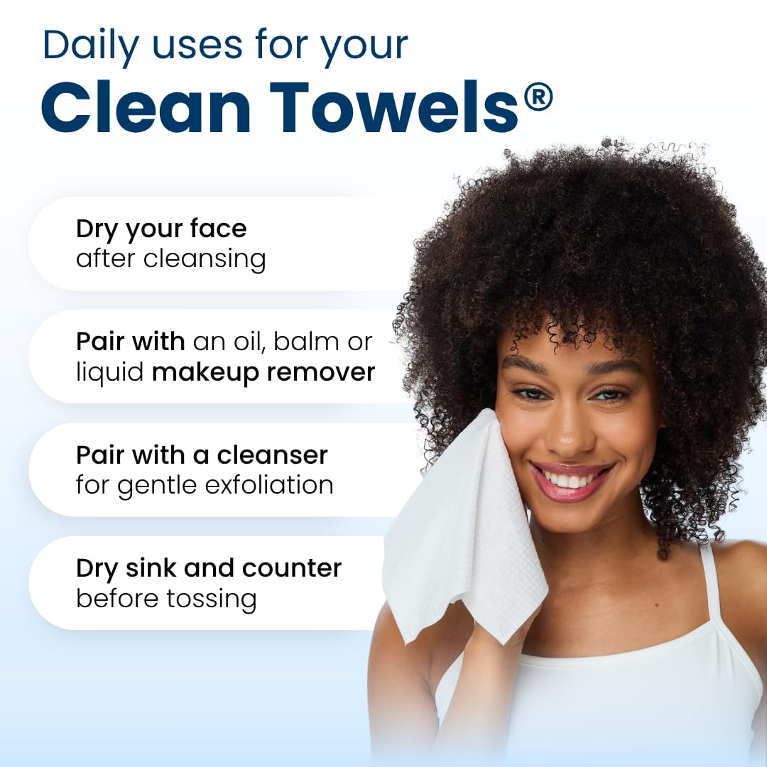 Clean Skin Club Clean Towels XL: 100% Biobased Disposable Face Towel for Clearer Skin