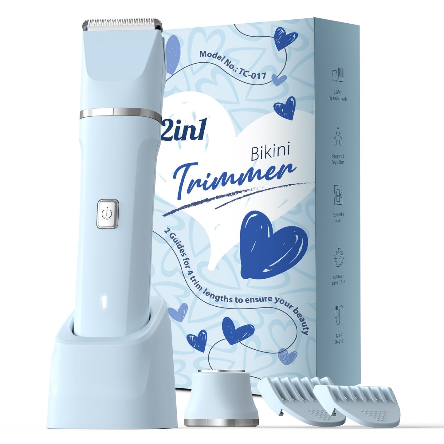 Risina Bikini Trimmer & Electric Razor for Women - Painless, IPX7 Waterproof Body & Facial Shaver