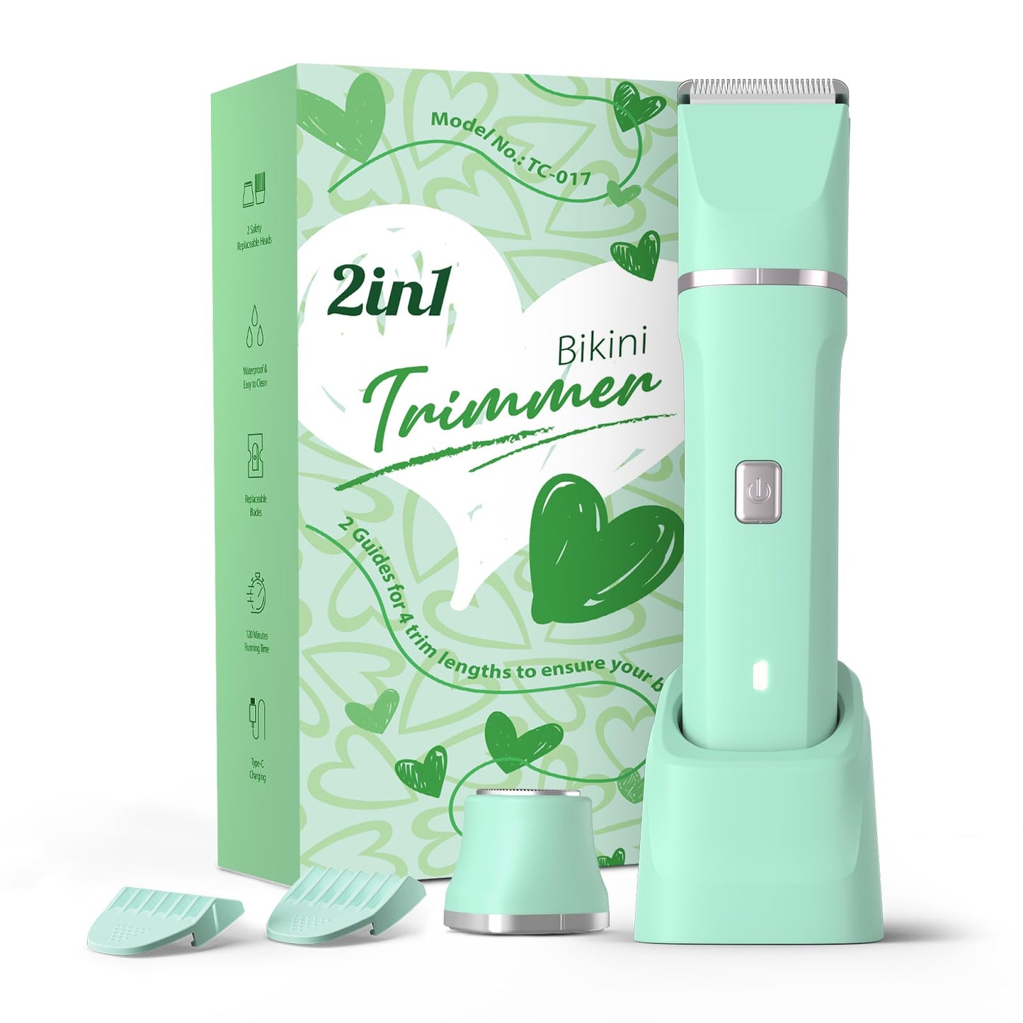 Risina Bikini Trimmer & Electric Razor for Women - Painless, IPX7 Waterproof Body & Facial Shaver