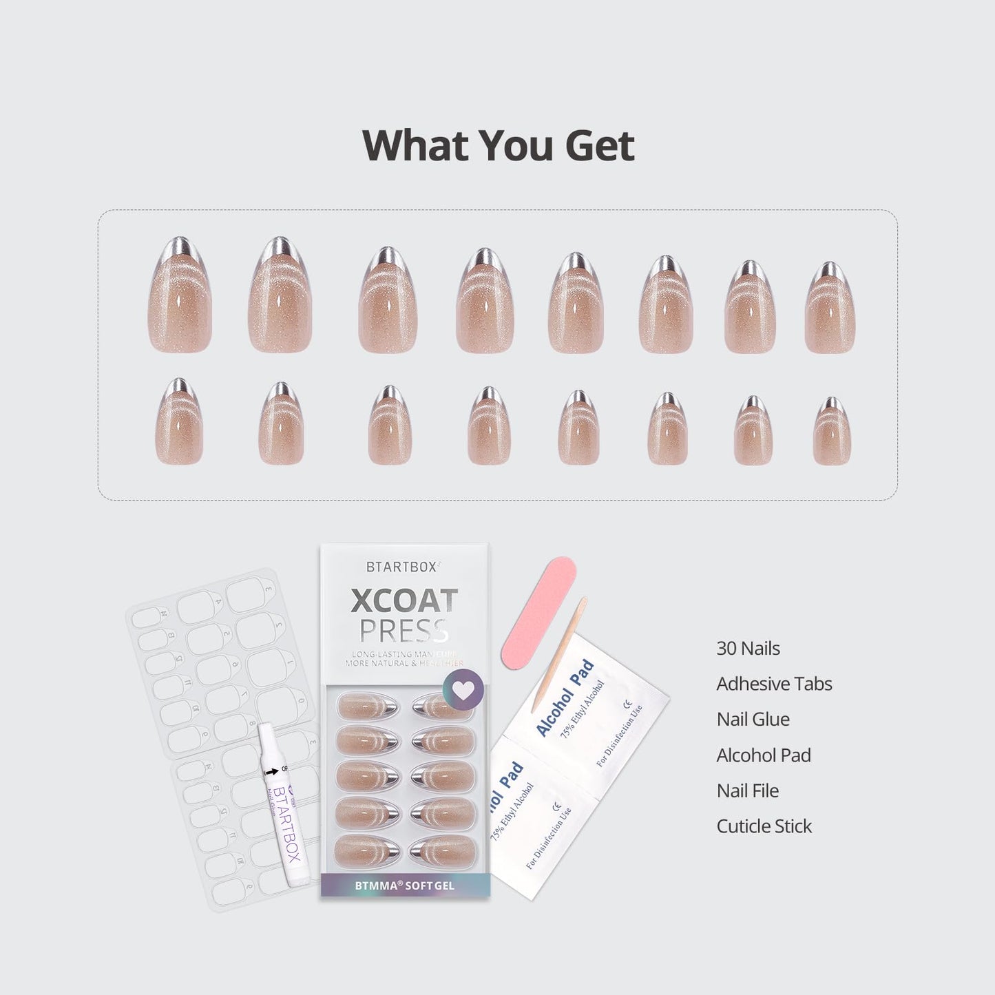 BTArtbox Soft Gel Press On Nails: Short Square Ombre | Vanilla Cream