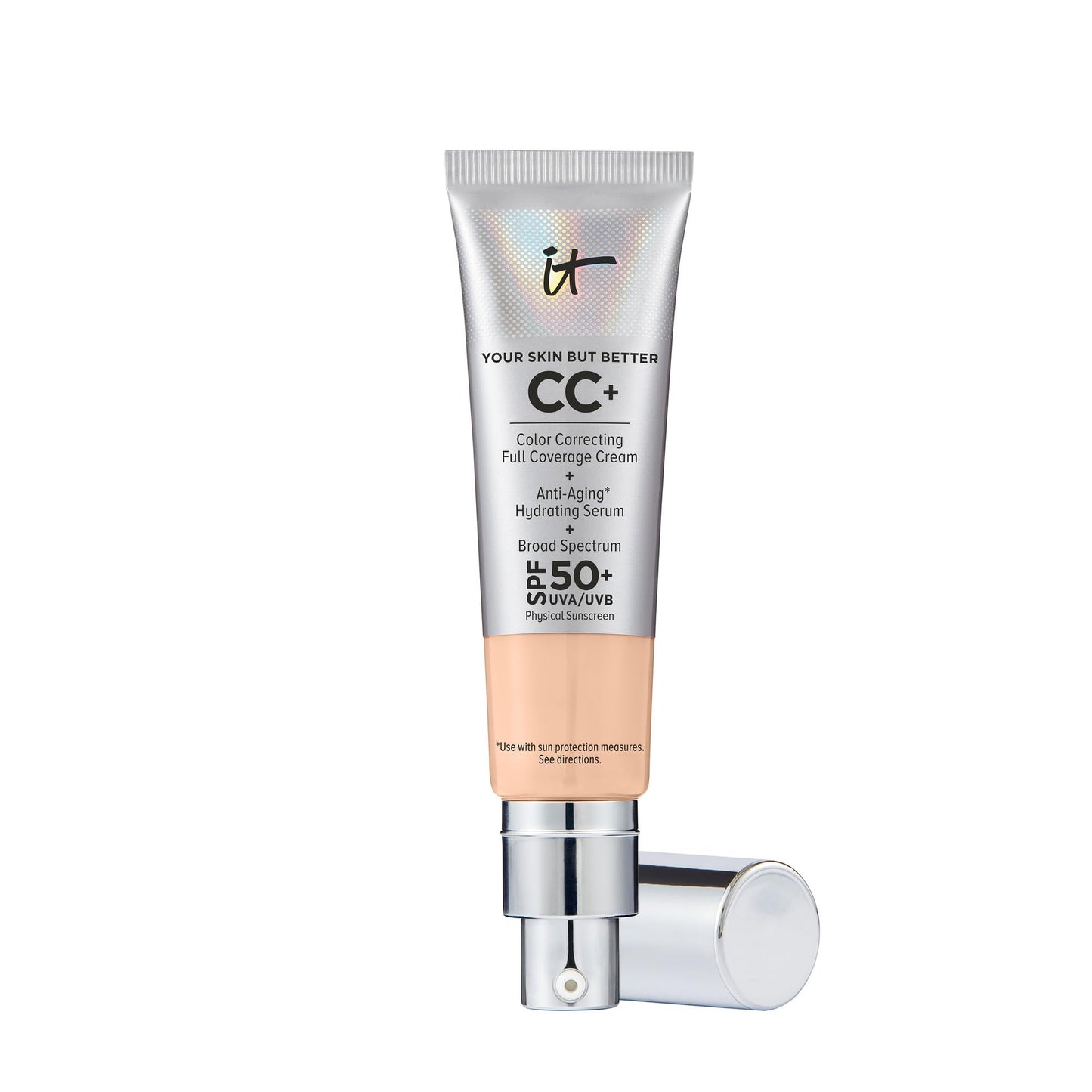 IT Cosmetics CC+ Cream SPF 50+ | Full Coverage Foundation & Serum |Anti-Aging Hydrating Serum & Color Corrector