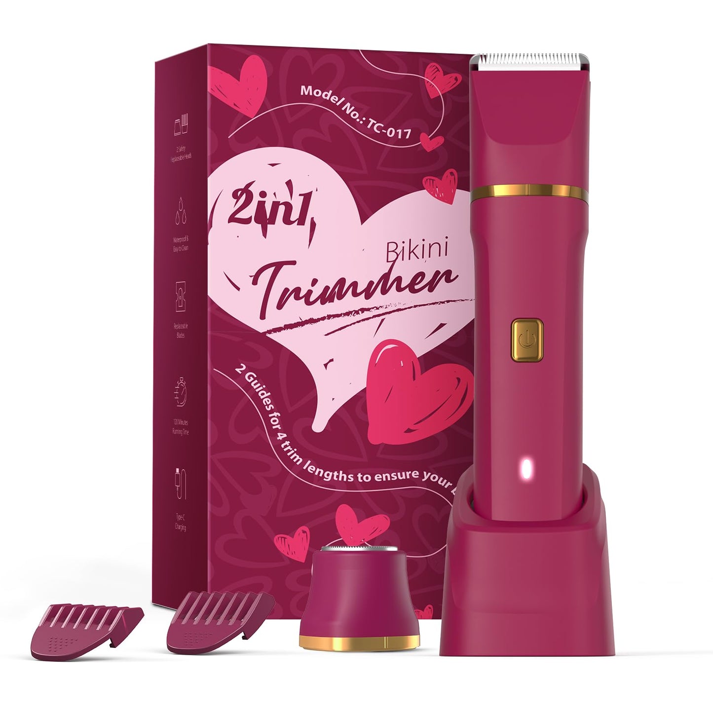 Risina Bikini Trimmer & Electric Razor for Women - Painless, IPX7 Waterproof Body & Facial Shaver