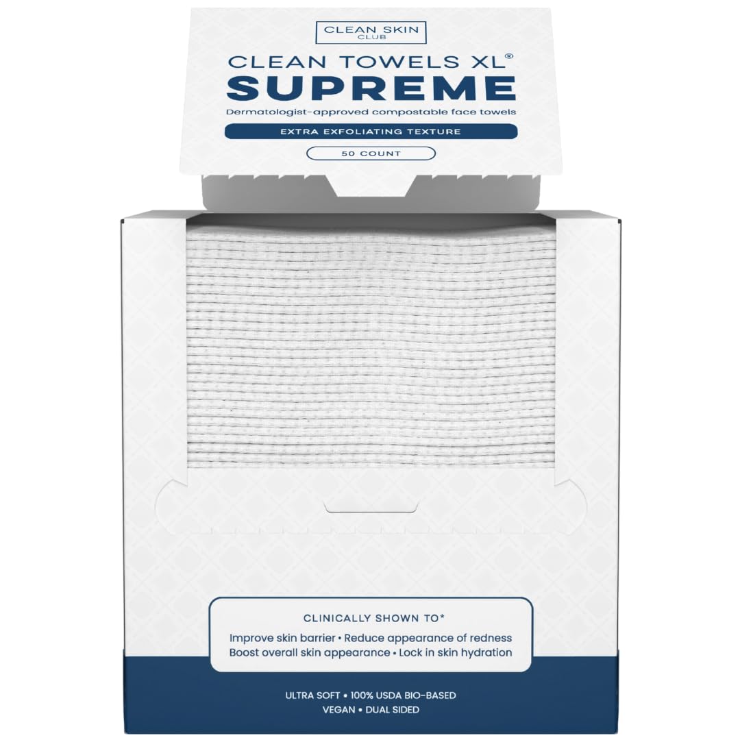 Clean Skin Club Clean Towels XL: 100% Biobased Disposable Face Towel for Clearer Skin
