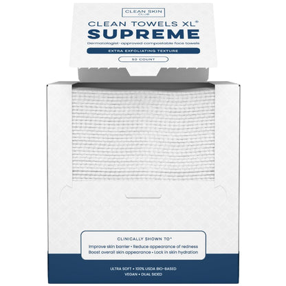 Clean Skin Club Clean Towels XL: 100% Biobased Disposable Face Towel for Clearer Skin