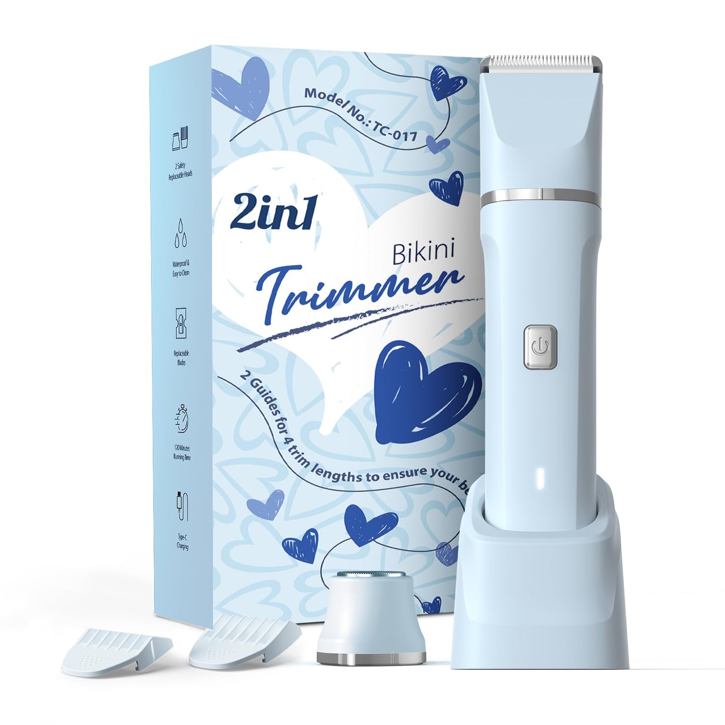 Risina Bikini Trimmer & Electric Razor for Women - Painless, IPX7 Waterproof Body & Facial Shaver