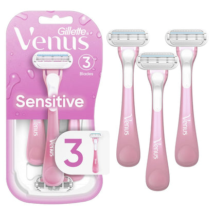 Gillette Venus Sensitive Disposable Razors - 3 Blades, SkinElixir for up to 0% Irritation (3 Count)