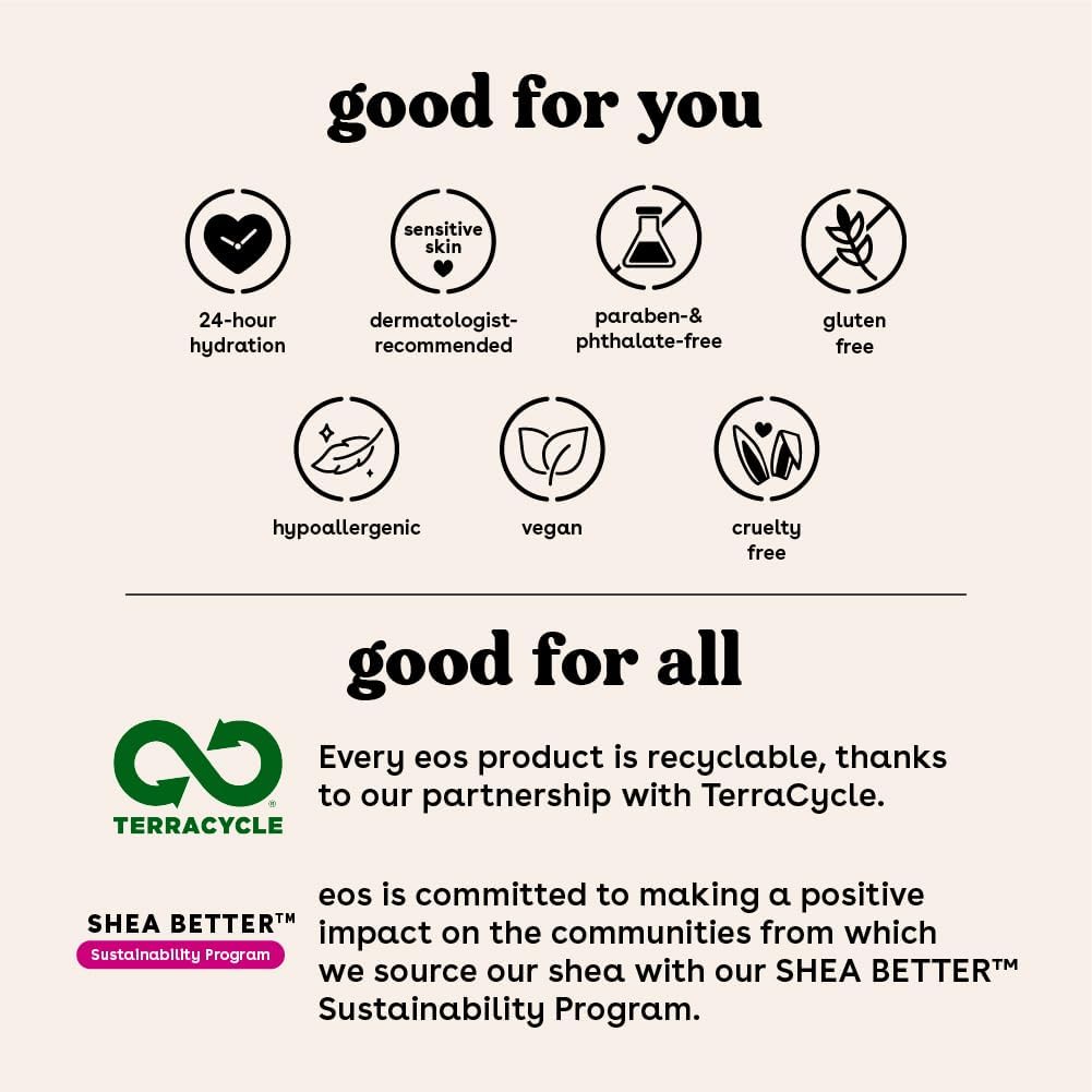 eos Shea Better Hand Cream - Vanilla Cashmere Hand Lotion | 24-Hour Hydration, Non-Greasy & Vegan (2.5 oz)