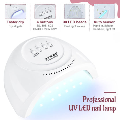 JODSONE 36 Pcs Gel Polish Kit: 32 Colors, Base & Top Coats | Gift Set