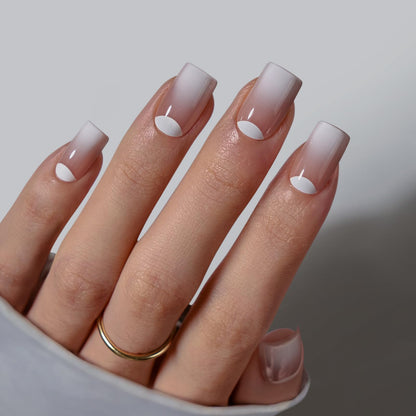 BTArtbox Soft Gel Press On Nails: Short Square Ombre | Vanilla Cream