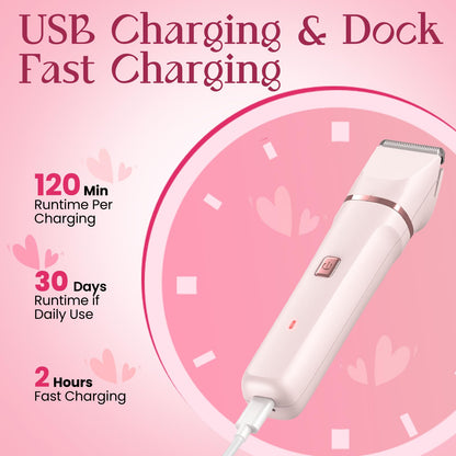 Risina Bikini Trimmer & Electric Razor for Women - Painless, IPX7 Waterproof Body & Facial Shaver