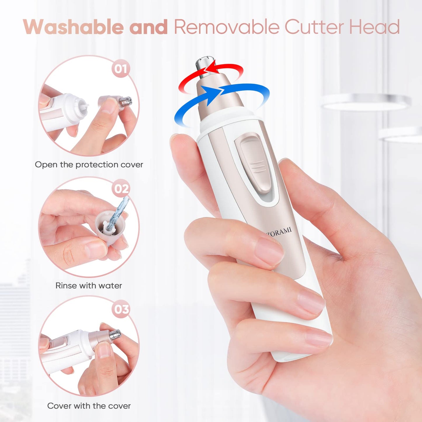 Ear & Nose Hair Trimmer Clipper - Professional, Painless, IPX7 Waterproof for Men & Women