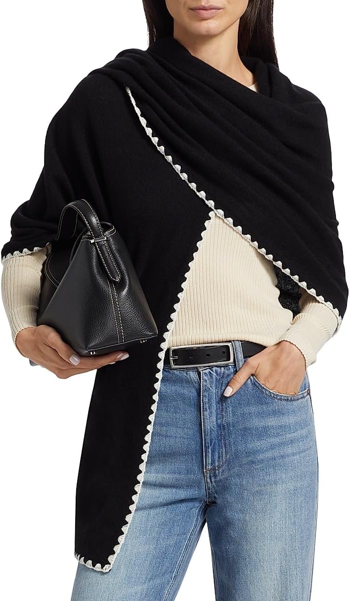 Whipstitch-Trimmed Cashmere Scarf – Luxury Oversized Wrap