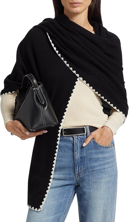 Whipstitch-Trimmed Cashmere Scarf – Luxury Oversized Wrap