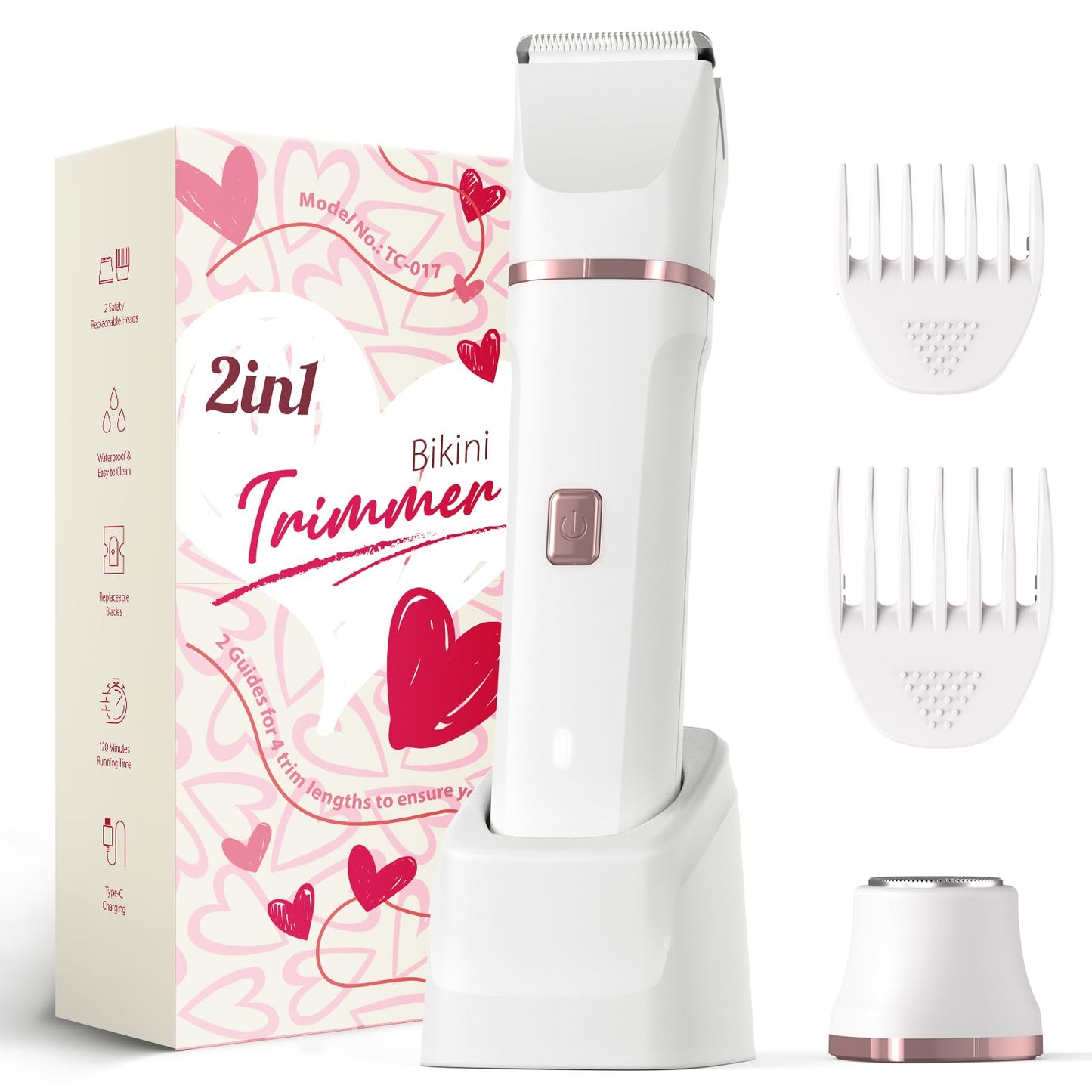 Risina Bikini Trimmer & Electric Razor for Women - Painless, IPX7 Waterproof Body & Facial Shaver