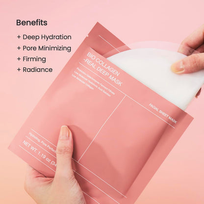 BIODANCE Bio-Collagen Real Deep Mask – Hydrating Overnight Hydrogel Sheet Mask for Pore Minimizing, Firming, Brightening & Sensitive Skin | Korean Skincare | 1.19oz x 4