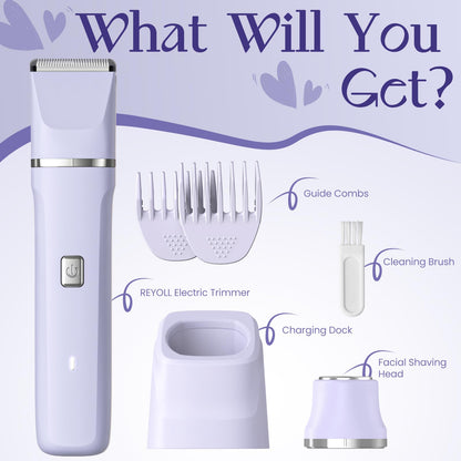 Risina Bikini Trimmer & Electric Razor for Women - Painless, IPX7 Waterproof Body & Facial Shaver