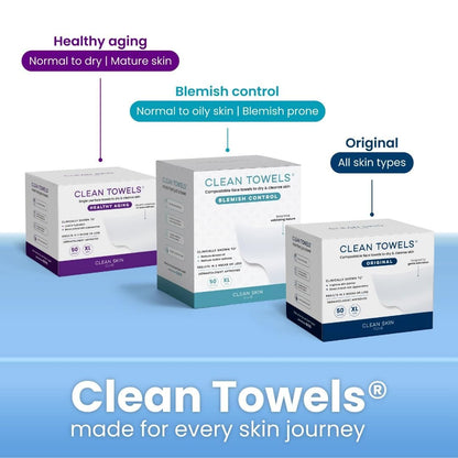 Clean Skin Club Clean Towels XL: 100% Biobased Disposable Face Towel for Clearer Skin