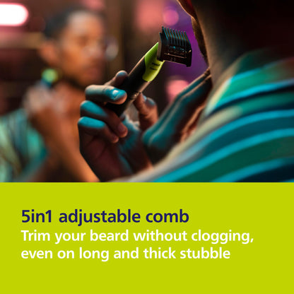 Philips Norelco OneBlade 360 Hybrid Electric Trimmer & Shaver with 5-in-1 Adjustable Comb