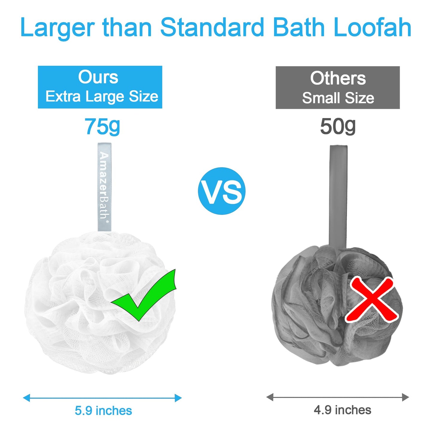 AmazerBath Loofah Sponge 75g/Piece, Exfoliating Bath Sponge Body Scrubber - Loofa Set of 4 Flower Color (Large, Green-Purple)