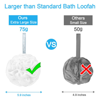 AmazerBath Loofah Sponge 75g/Piece, Exfoliating Bath Sponge Body Scrubber - Loofa Set of 4 Flower Color (Large, Green-Purple)