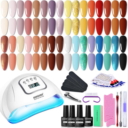 JODSONE 32 Color Gel Nail Kit w/ UV Light & 3 Top Coats | Gift Set