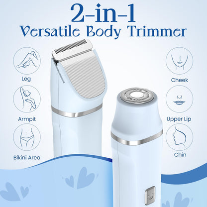 Risina Bikini Trimmer & Electric Razor for Women - Painless, IPX7 Waterproof Body & Facial Shaver