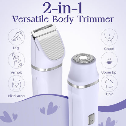 Risina Bikini Trimmer & Electric Razor for Women - Painless, IPX7 Waterproof Body & Facial Shaver