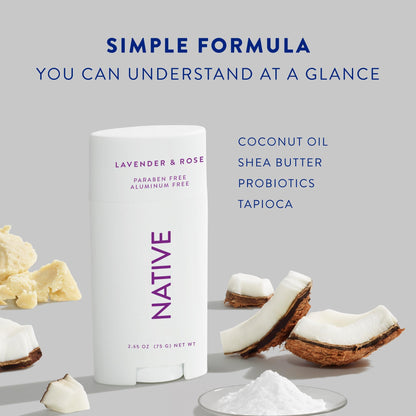 Native Aluminum-Free Deodorant - 72 Hour Odor Control with Shea Butter, Coconut & Vanilla