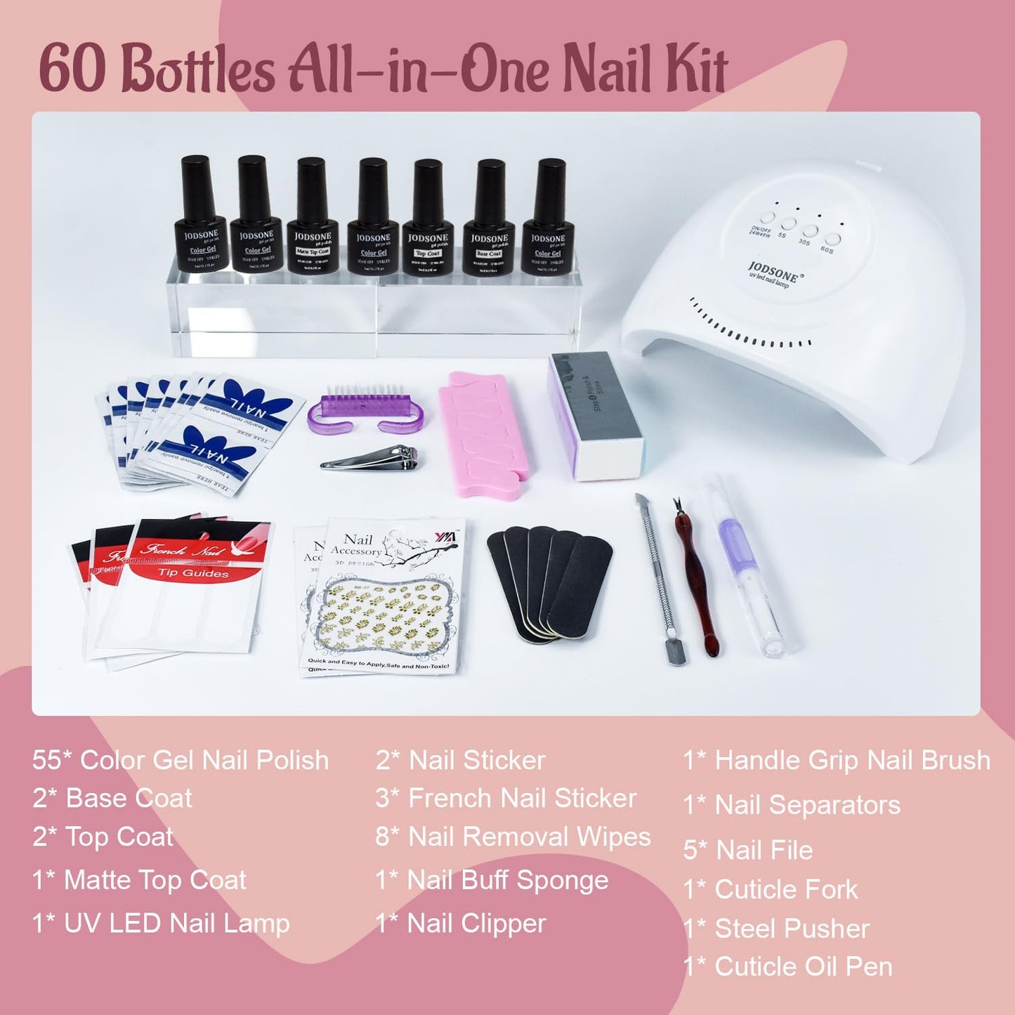JODSONE 36 Pcs Gel Polish Kit: 32 Colors, Base & Top Coats | Gift Set