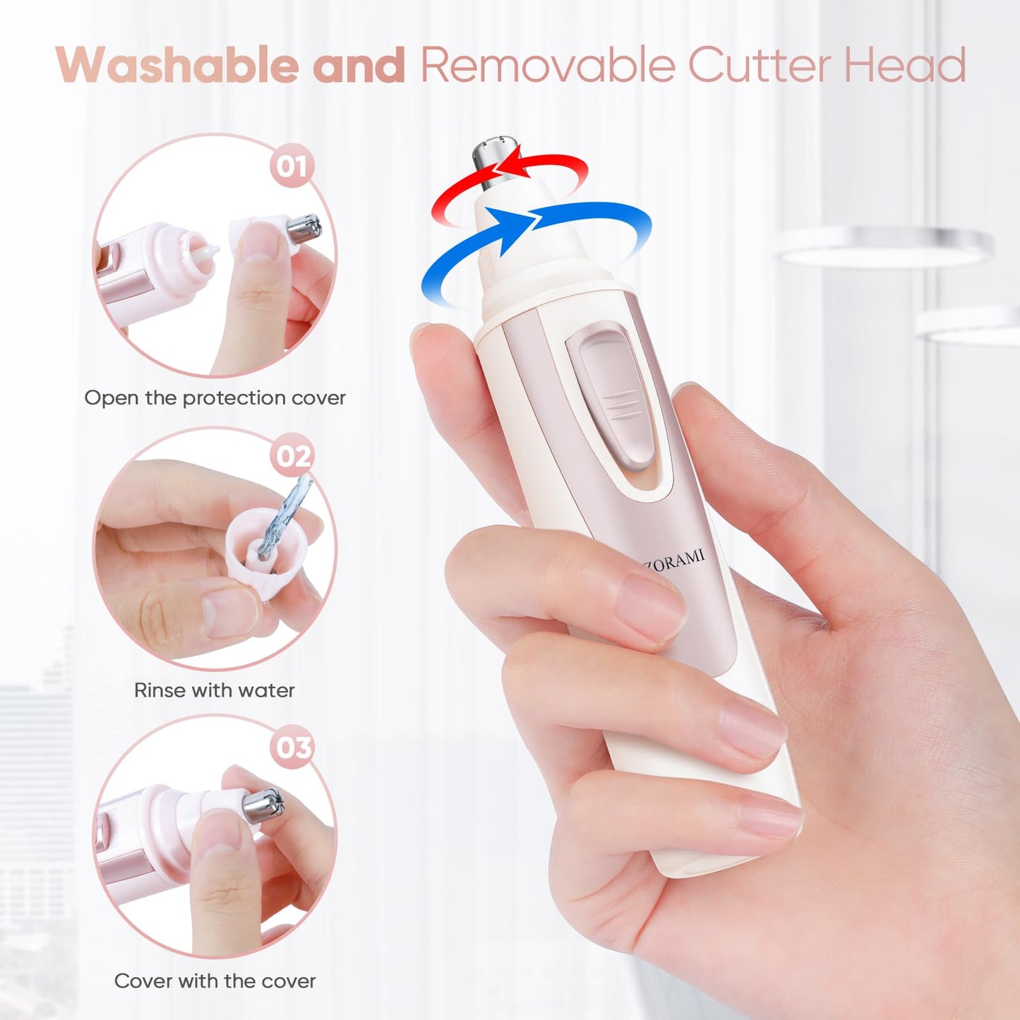 Ear & Nose Hair Trimmer Clipper - Professional, Painless, IPX7 Waterproof for Men & Women