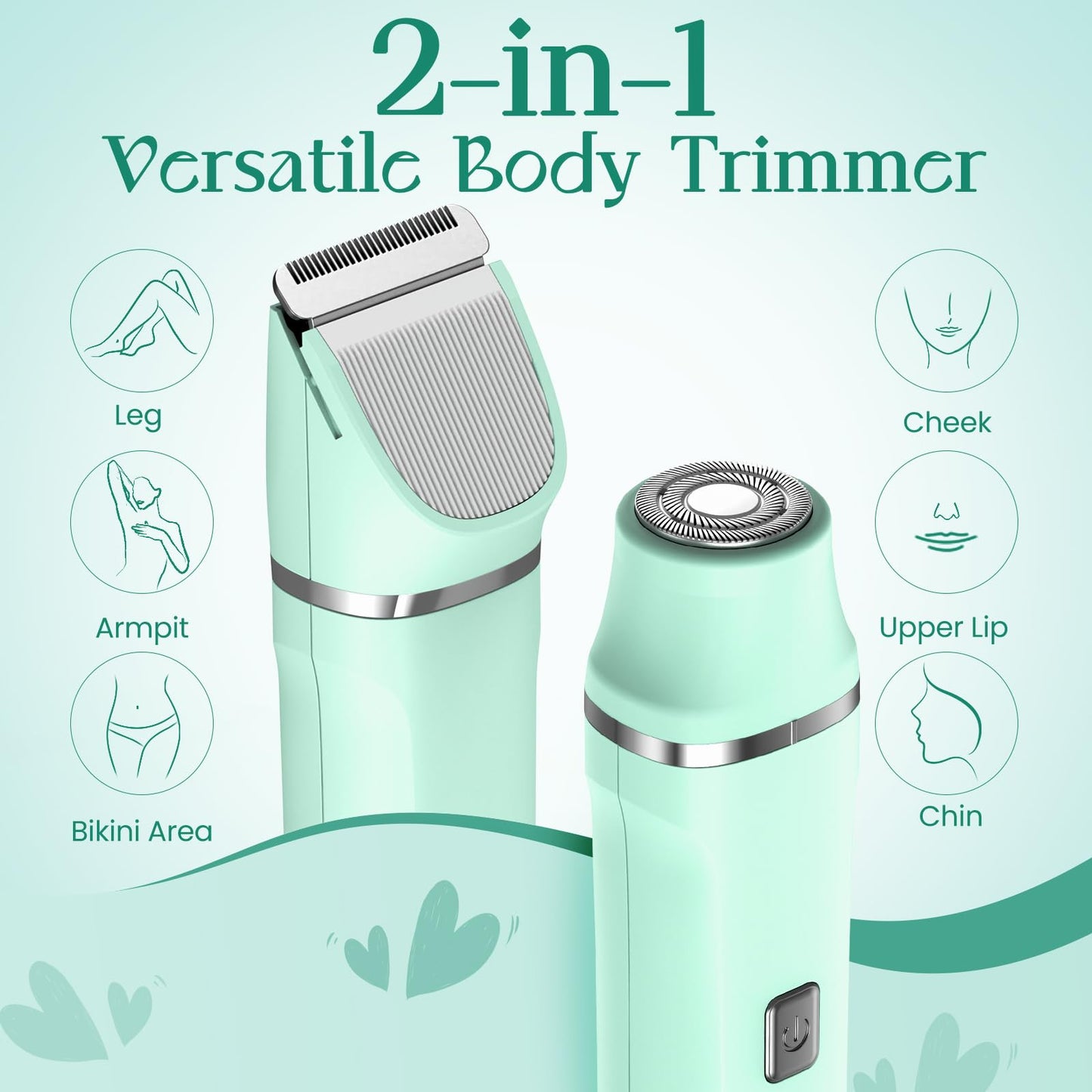 Risina Bikini Trimmer & Electric Razor for Women - Painless, IPX7 Waterproof Body & Facial Shaver