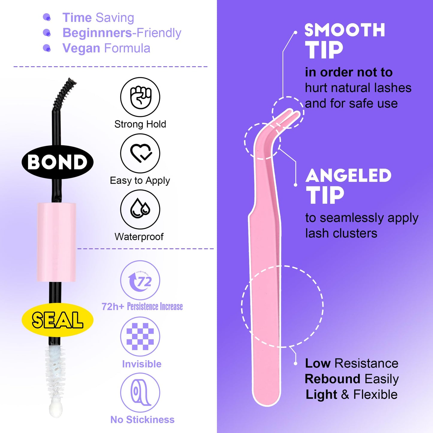 Pawotence Lash Extension Kit DIY 280pcs Lash Clusters Eyelash Extension Kit, 9-16mm 30D 40D Individual Lashes Kit with Lash Bond and Seal, Lash Tweezers for Self Use (30D&40D, 0.07D, 9-16mm, Kit)