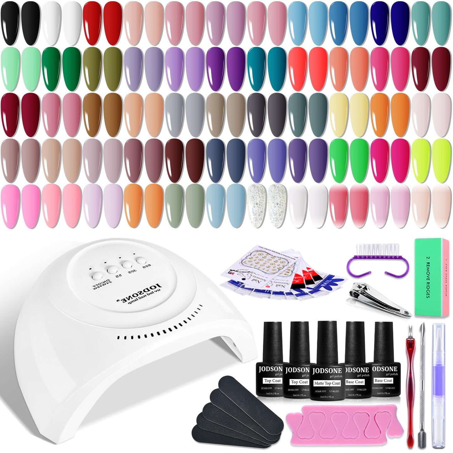 JODSONE 36 Pcs Gel Polish Kit: 32 Colors, Base & Top Coats | Gift Set