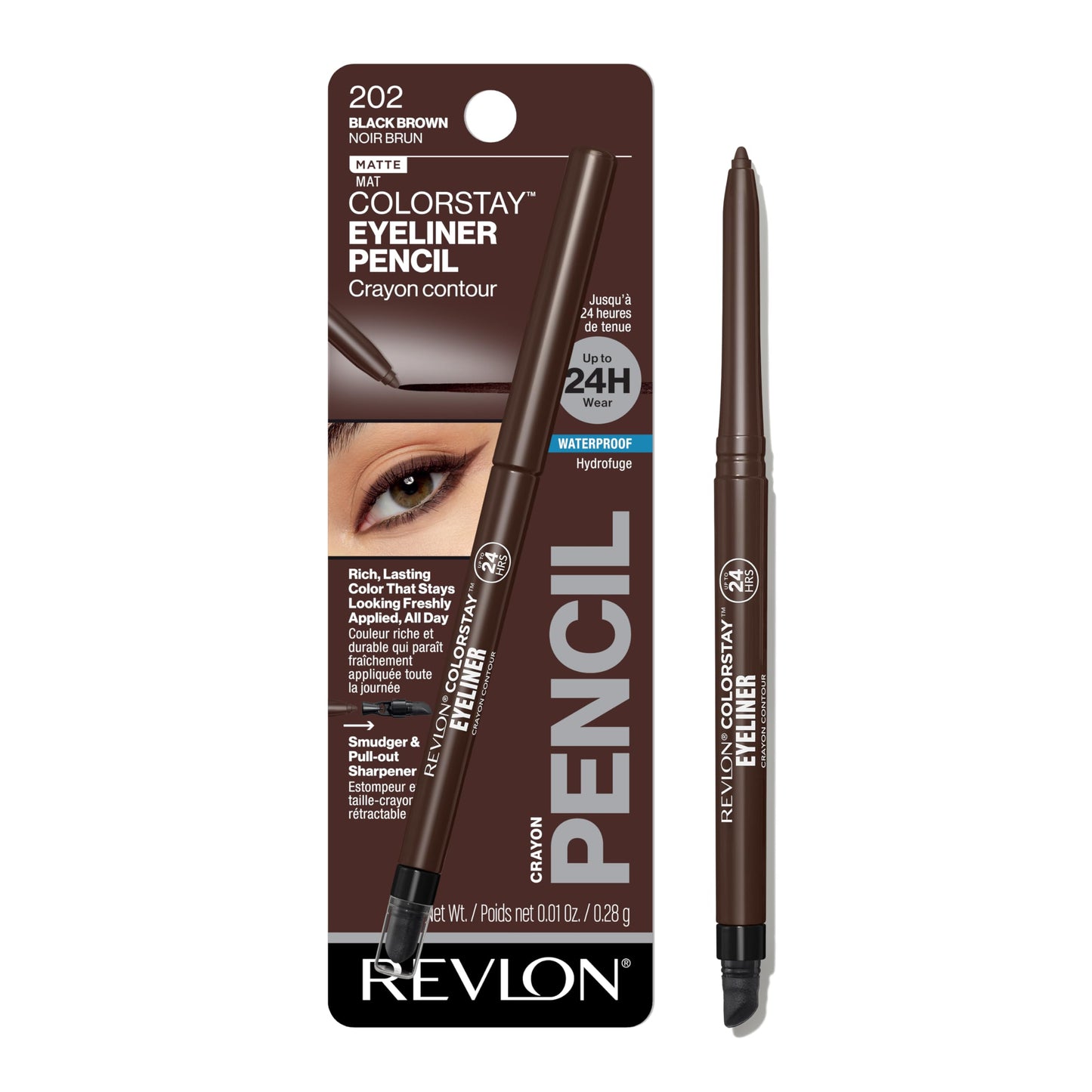 Revlon ColorStay Waterproof Eyeliner Pencil: 24HR Black Brown