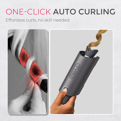 TYMO CURLPRO Automatic Rotating Curling Iron - Beach Waves, Anti-Scald Iron: 72H Beach Waves with Ions