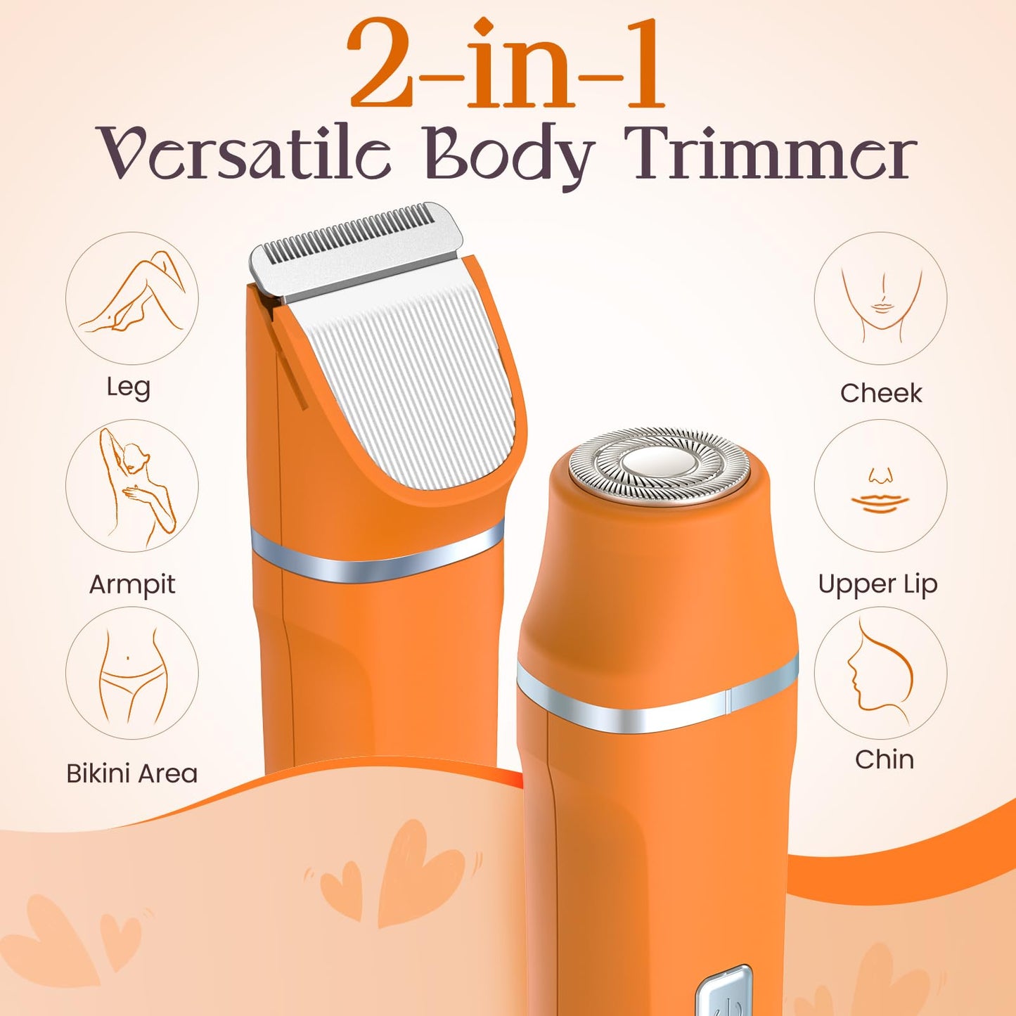 Risina Bikini Trimmer & Electric Razor for Women - Painless, IPX7 Waterproof Body & Facial Shaver