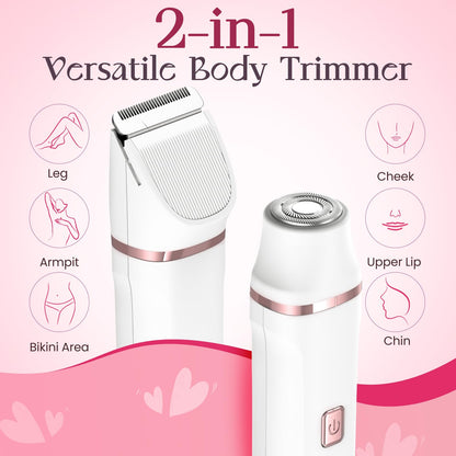 Risina Bikini Trimmer & Electric Razor for Women - Painless, IPX7 Waterproof Body & Facial Shaver