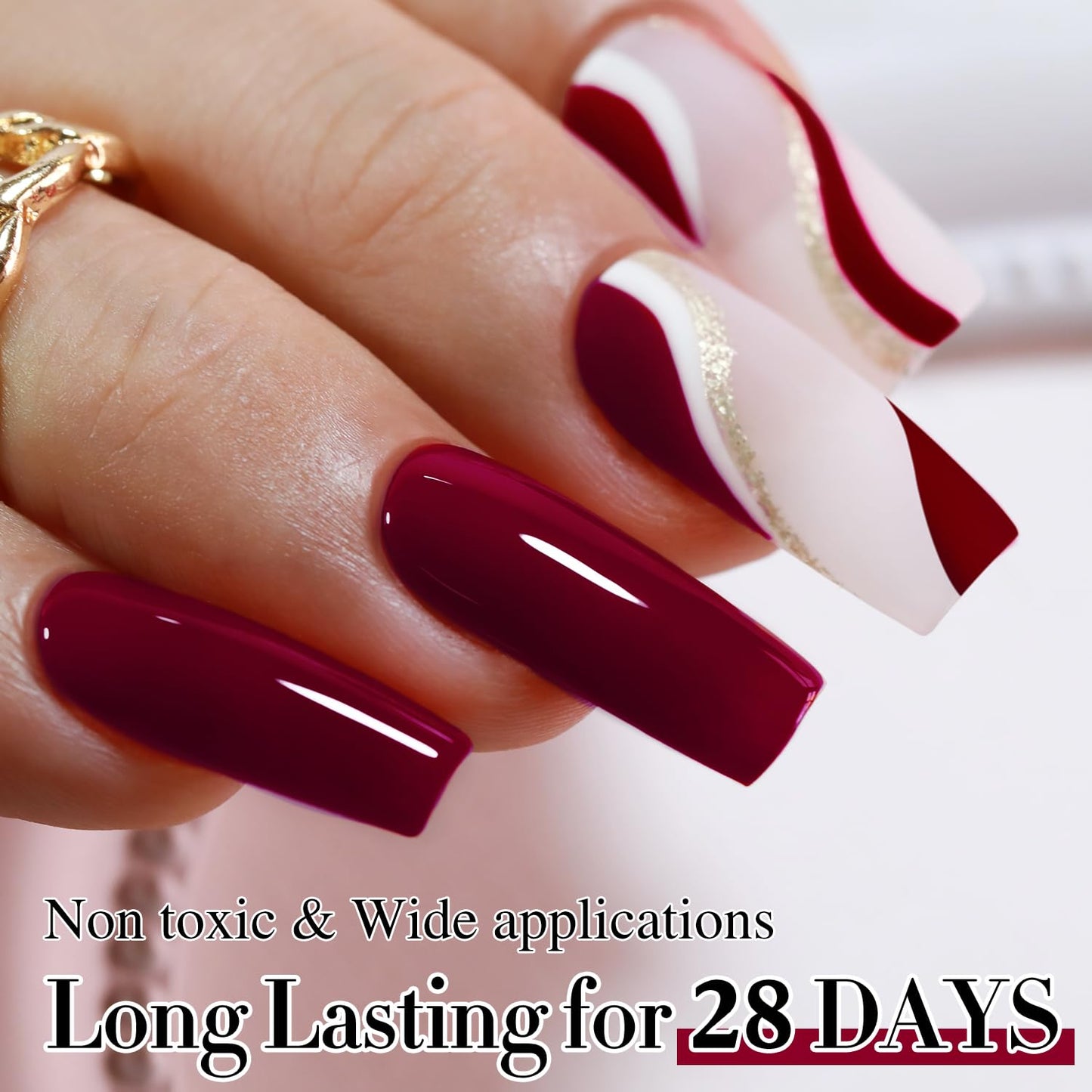 Burgundy 15ML Soak Off Gel Nail Polish - Sheer Finish, 28-Day Wear