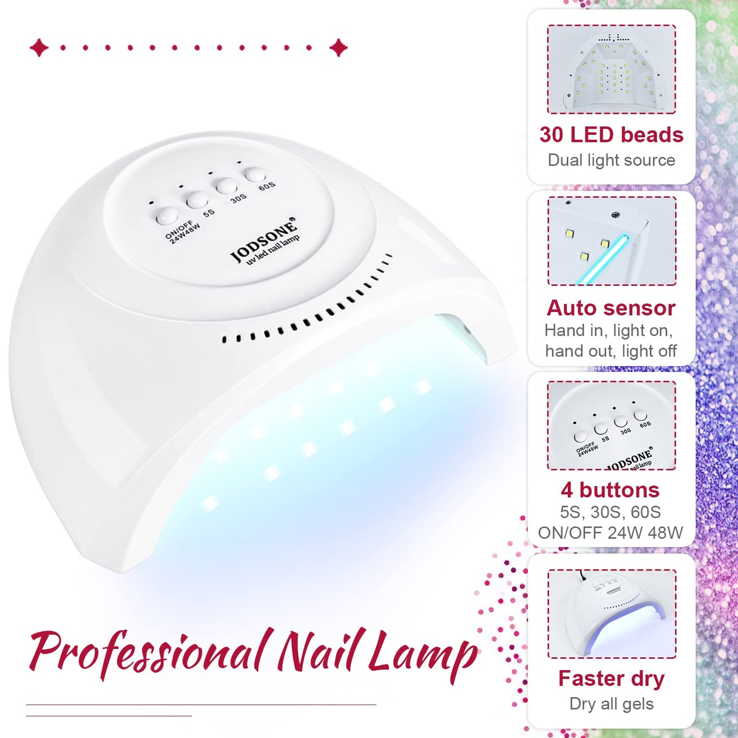 JODSONE 36 Pcs Gel Polish Kit: 32 Colors, Base & Top Coats | Gift Set