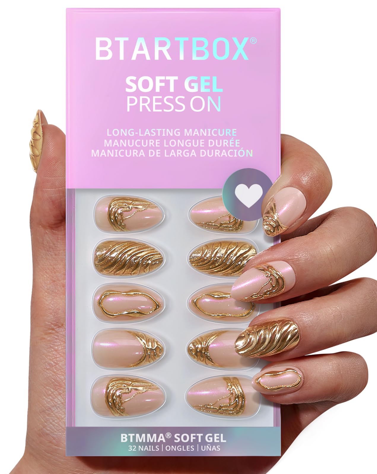 BTArtbox Soft Gel Press On Nails: Short Square Ombre | Vanilla Cream
