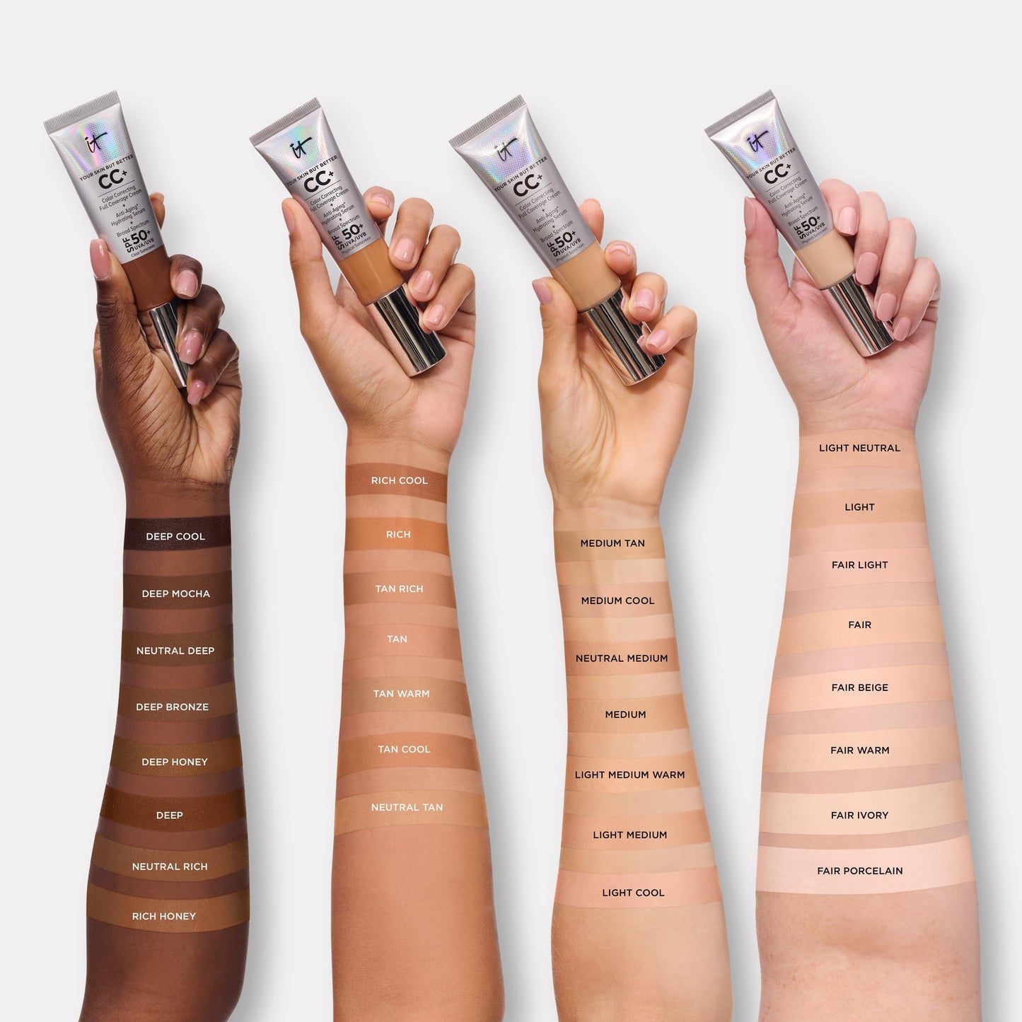 IT Cosmetics CC+ Cream SPF 50+ | Full Coverage Foundation & Serum |Anti-Aging Hydrating Serum & Color Corrector