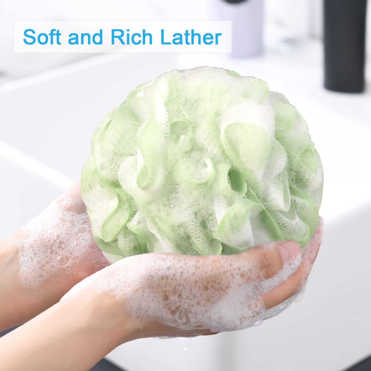 AmazerBath Loofah Sponge 75g/Piece, Exfoliating Bath Sponge Body Scrubber - Loofa Set of 4 Flower Color (Large, Green-Purple)