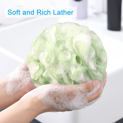 AmazerBath Loofah Sponge 75g/Piece, Exfoliating Bath Sponge Body Scrubber - Loofa Set of 4 Flower Color (Large, Green-Purple)