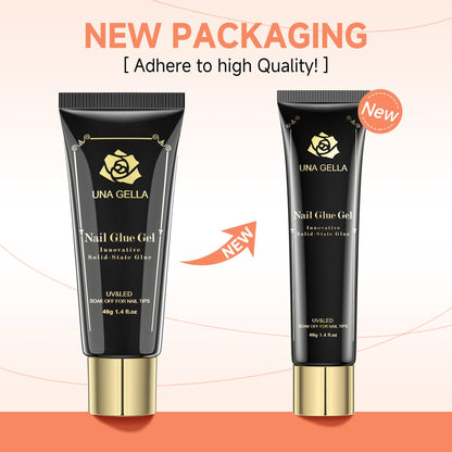 UNA GELLA Solid Gel Nail Glue (40ml) - Strong, Soak-Off Glue for Acrylic, Press-On & Gelly Tips - Lamp Curing Needed