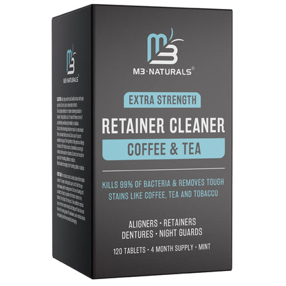 M3 Naturals Extra Strength Retainer & Invisalign Cleaner Tablets - Removes Odor, Stains, Plaque (120 Count)