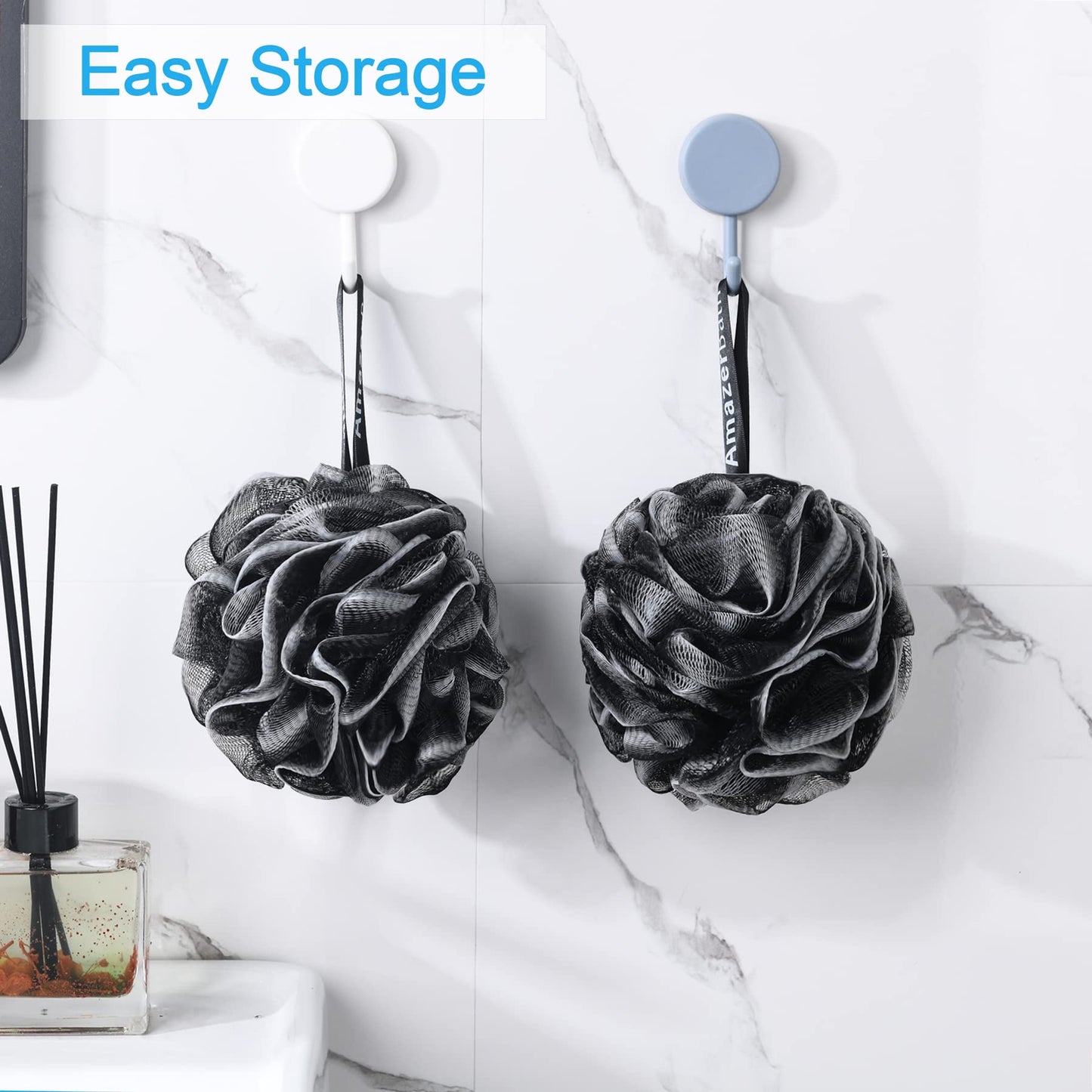 AmazerBath Loofah Sponge 75g/Piece, Exfoliating Bath Sponge Body Scrubber - Loofa Set of 4 Flower Color (Large, Green-Purple)