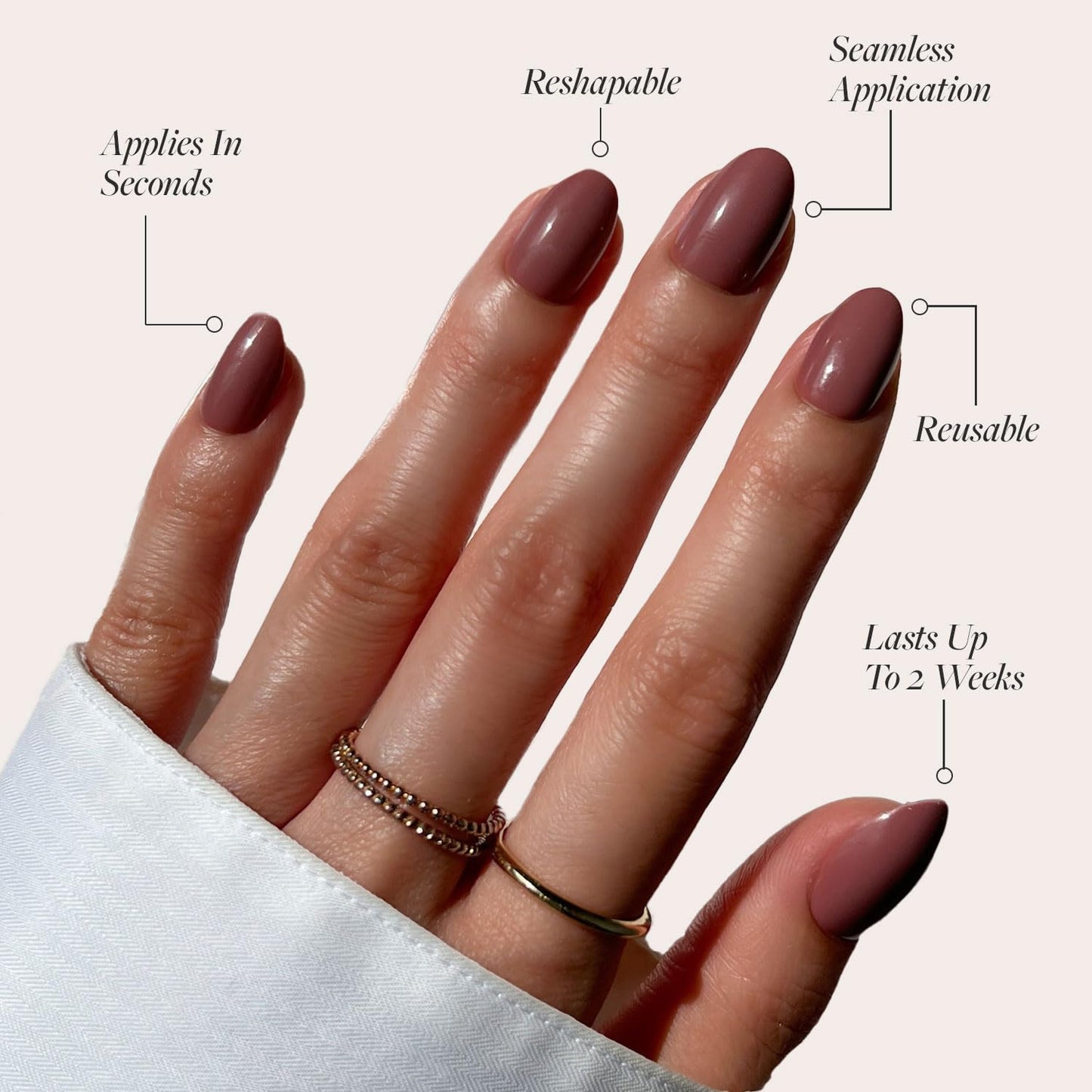 Glamnetic Fall Mauve Press On Nails | Short Oval Salon Quality