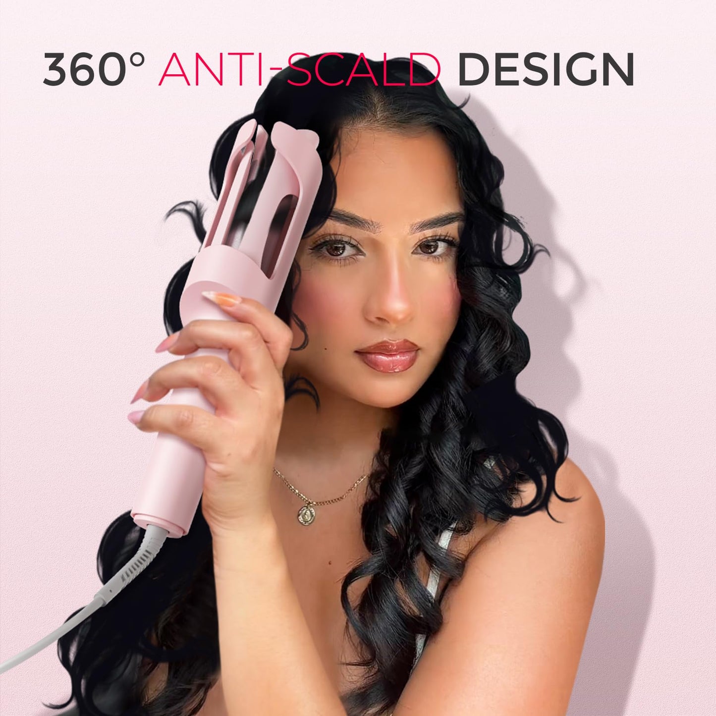 TYMO CURLPRO Automatic Rotating Curling Iron - Beach Waves, Anti-Scald Iron: 72H Beach Waves with Ions