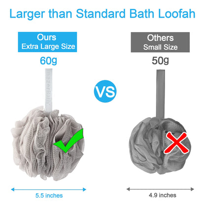 AmazerBath Loofah Sponge 75g/Piece, Exfoliating Bath Sponge Body Scrubber - Loofa Set of 4 Flower Color (Large, Green-Purple)