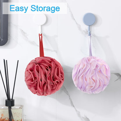 AmazerBath Loofah Sponge 75g/Piece, Exfoliating Bath Sponge Body Scrubber - Loofa Set of 4 Flower Color (Large, Green-Purple)